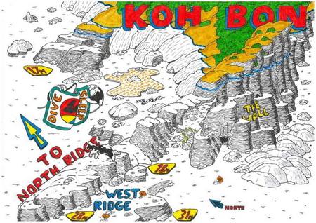 Карта дайв сайта Ко Бон (Koh Bon)