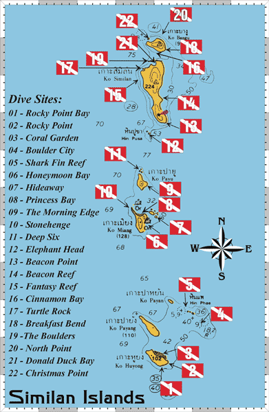 Карта Симиланских островов